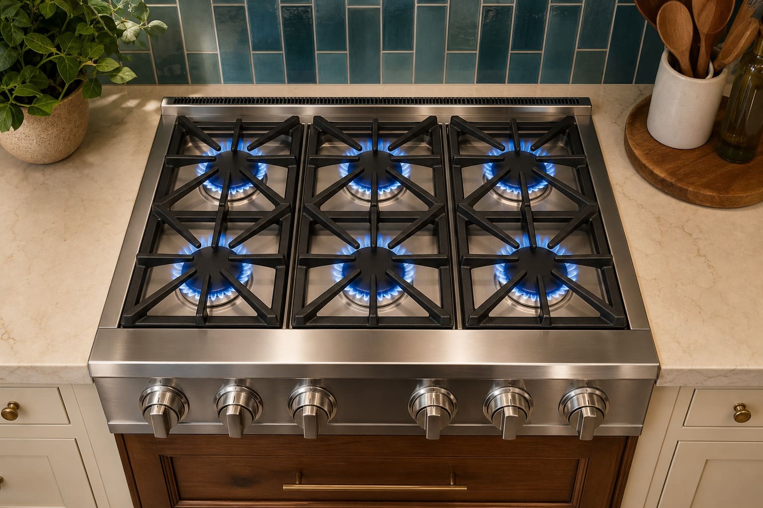 Thermador cooktop and built-in appliances in a Campbell kitchen