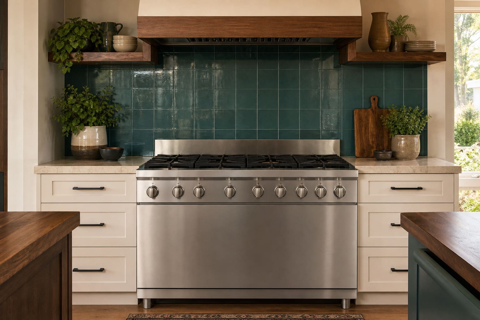 Professional Viking range in a Campbell home kitchen
